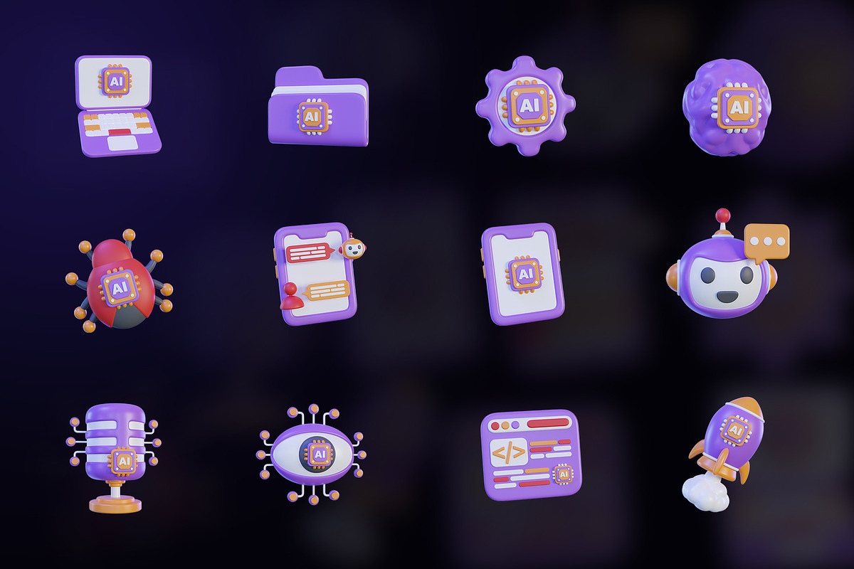 Artificial Intelligence 3D Icon Pack, an Object Graphic by Artnivora.Std (Photo 4 of 4)