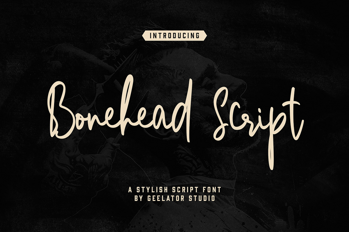 Bonehead Script Font, a Script Font by Geelator Studio (Photo 1 of 12)