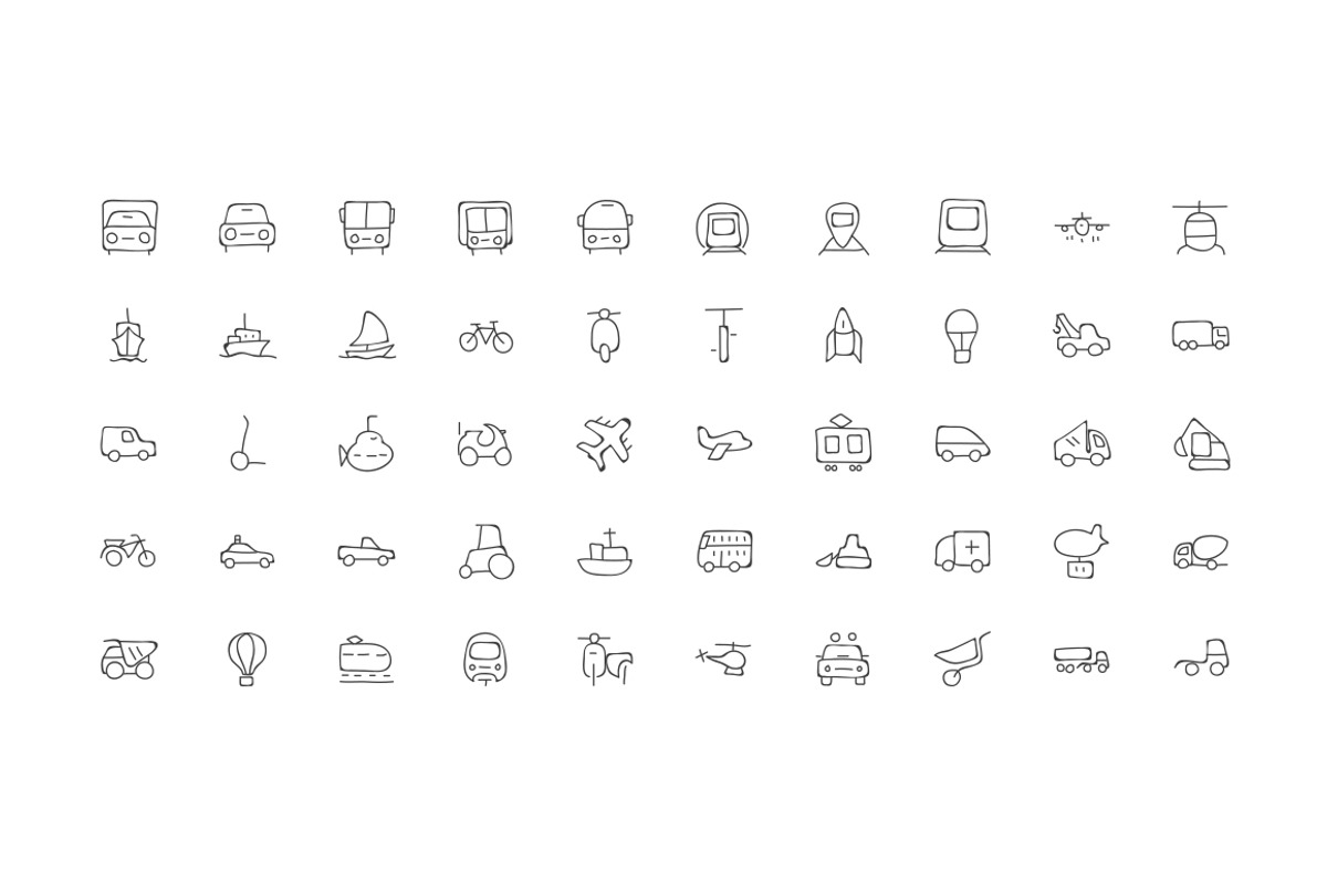 100 Transport Hand Drawn Doodle Icon, an Outline Icon by Creative Stall (Photo 2 of 3)