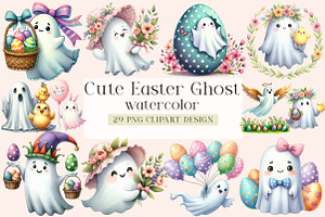 Cute Easter Ghost Clipart, an Illustration by DreamArtGraphic