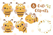 Cute little bees clipart set, an Animal Illustration by DrawStudio1988 (Thumbnail 2 of 6)