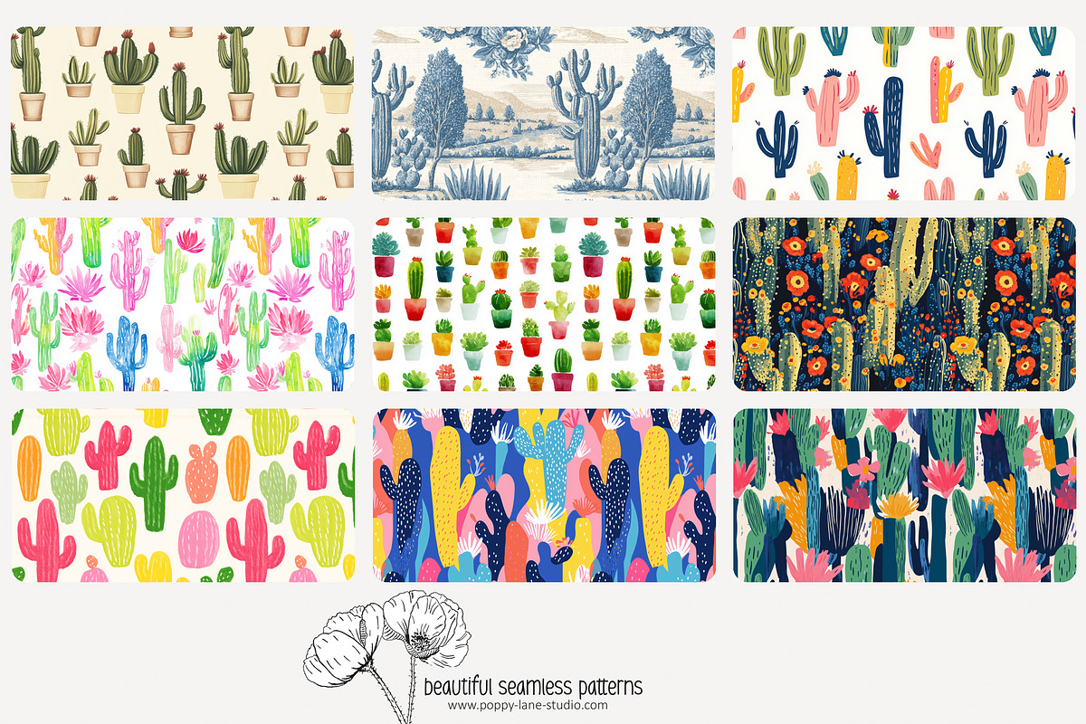 70 cactus seamless pattern, a Pattern Graphic by Poppy Lane Studio (Photo 4 of 10)