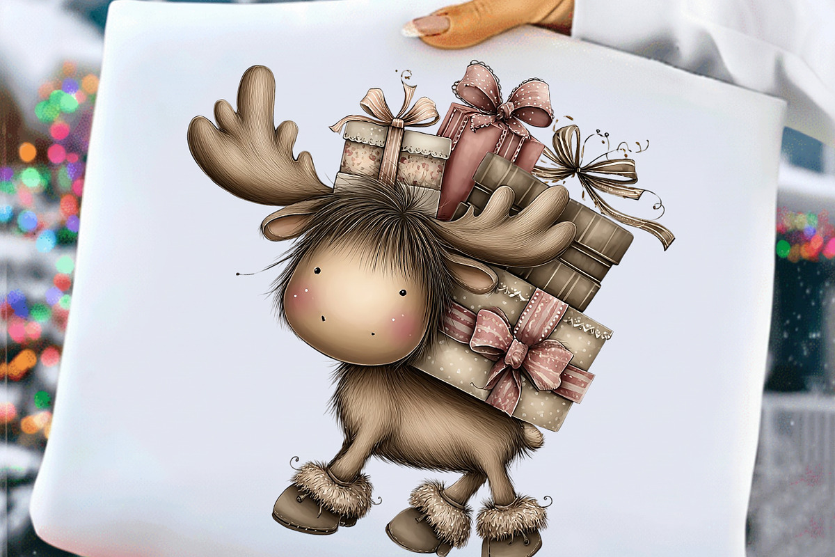 Quirky Christmas Moose Clipart, an Illustration by Craft Nest (Photo 3 of 10)