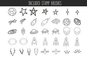 Procreate Doodle Space Stamps