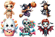 Whimsical Halloween Dolls Clipart, an Illustration by Pixels.Craft (Thumbnail 3 of 7)