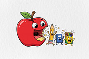 Funny Back to School Apple Pencil, an Object Illustration by CraftArtStudio (Thumbnail 1 of 4)