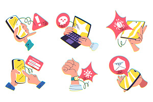 Hands cyber security. Smartphone, a Technology Illustration by Stock-Smart-Start