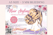 Hair Styling Promo Flyer PSD, a Marketing Template by Elena Naumchenkova (Thumbnail 2 of 3)