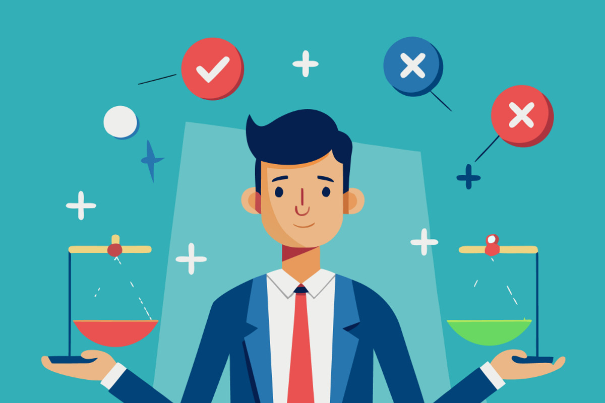 Businessman balancing scales, an Object Illustration by SouravDesign (Photo 3 of 3)