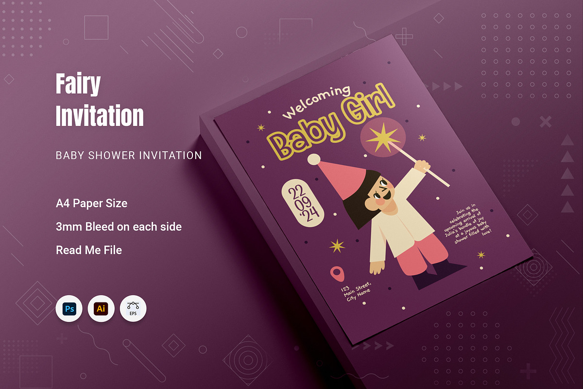 Fairy Baby Shower Invitation, an Invitation Template by Fannan Studio (Photo 1 of 2)