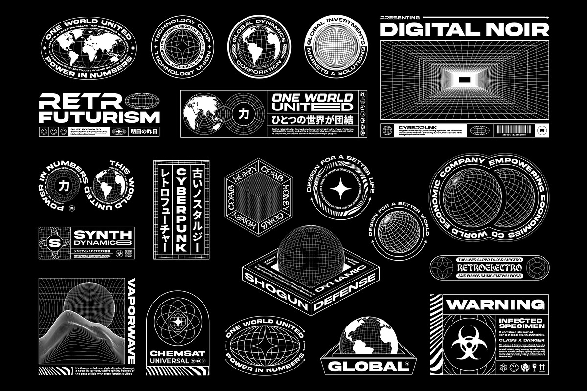 Retro Futurism Brutalist Collection, a Branding & Logo Template by Graphicdome (Photo 10 of 13)