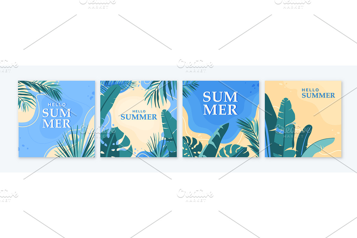 Summer tropical set vector, an Illustration by Zaie