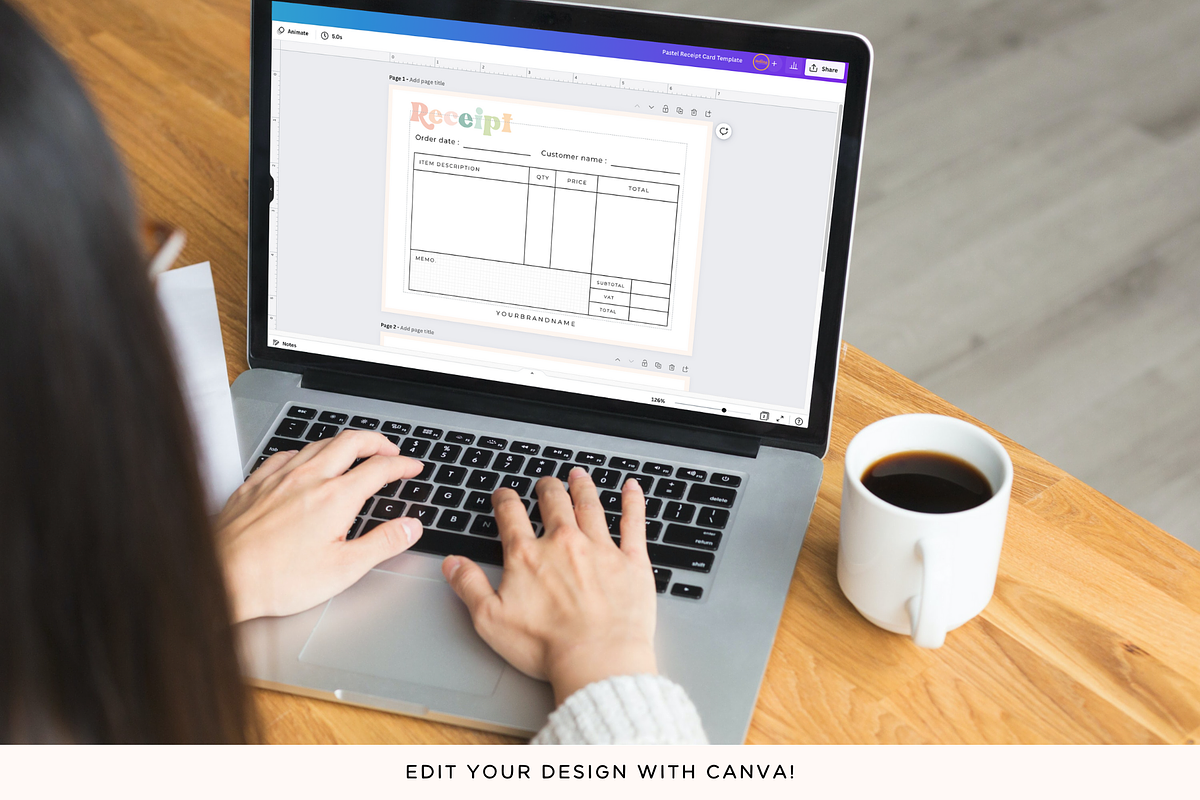 Pastel Receipt Template for Canva, a Card Template by Hellohastore (Photo 9 of 10)