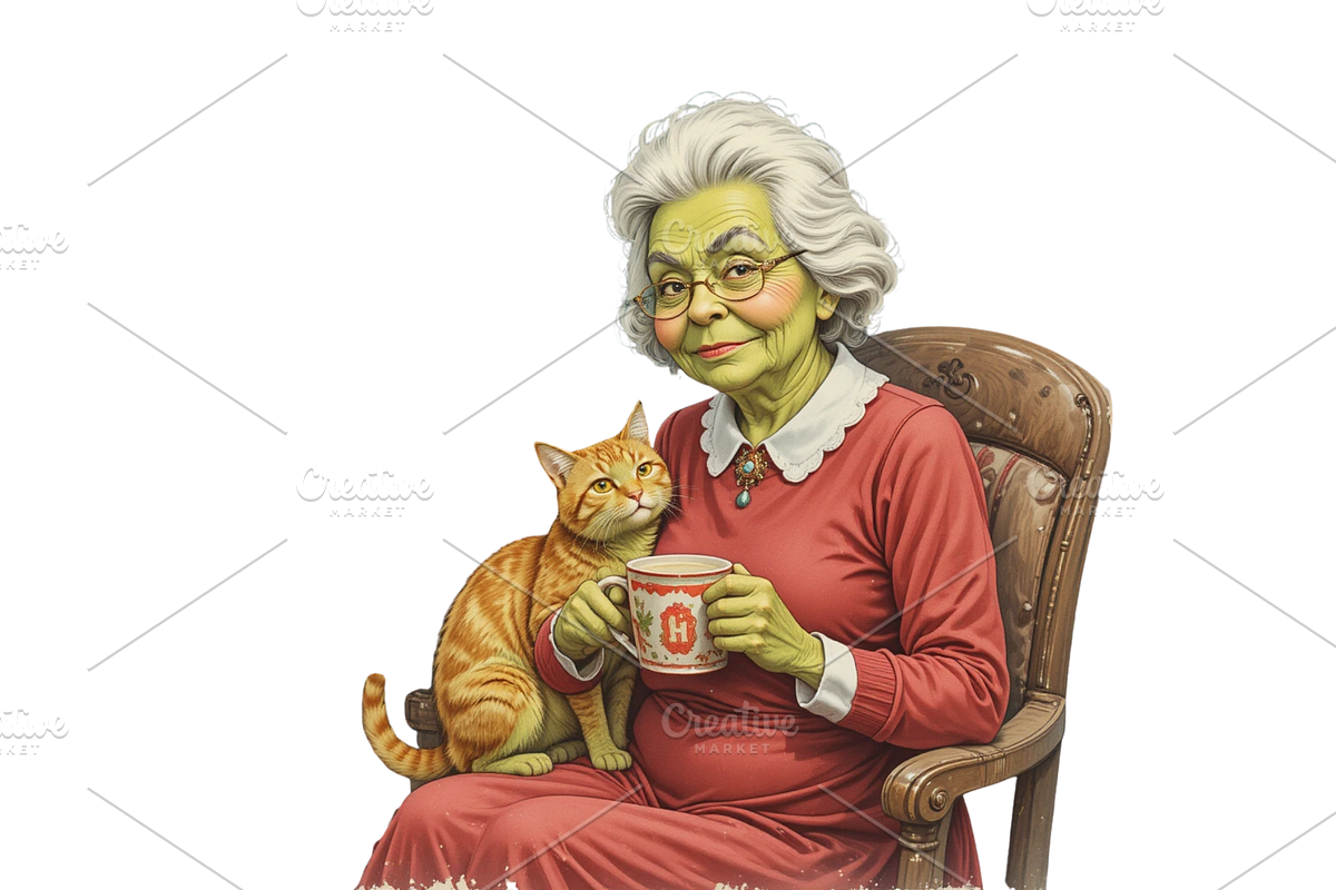 Funny Old Lady Christmas Sublimation, a Decorative Illustration by Creative design (Photo 2 of 7)