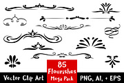 85 Flourishes- Clip Art Mega Pack, a Decorative Illustration by The Digital Download Shop (Thumbnail 1 of 4)