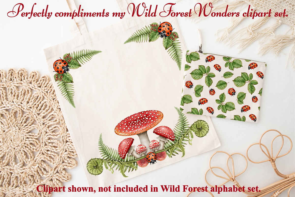 Wild Forest Alphabet Clipart set., a Decorative Illustration by Happy Sloth Graphics (Photo 8 of 9)