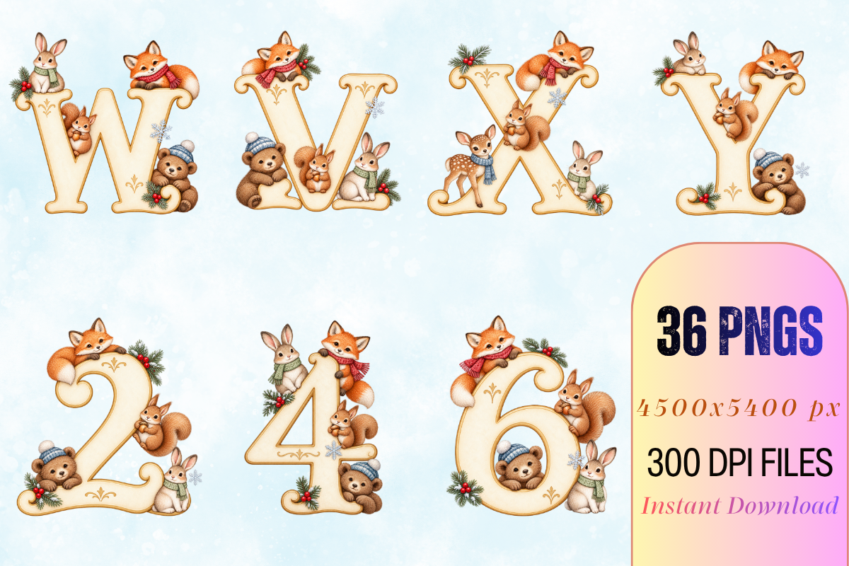 Woodland Winter Animal Alphabets, a Seasonal Illustration by Ink Gallery (Photo 4 of 5)