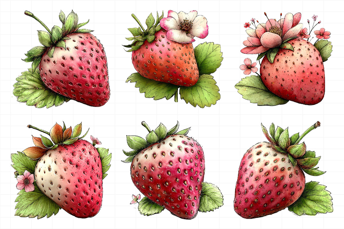 Whimsical Spring Strawberry Clipart, an Illustration by Daily.Designs (Photo 3 of 7)