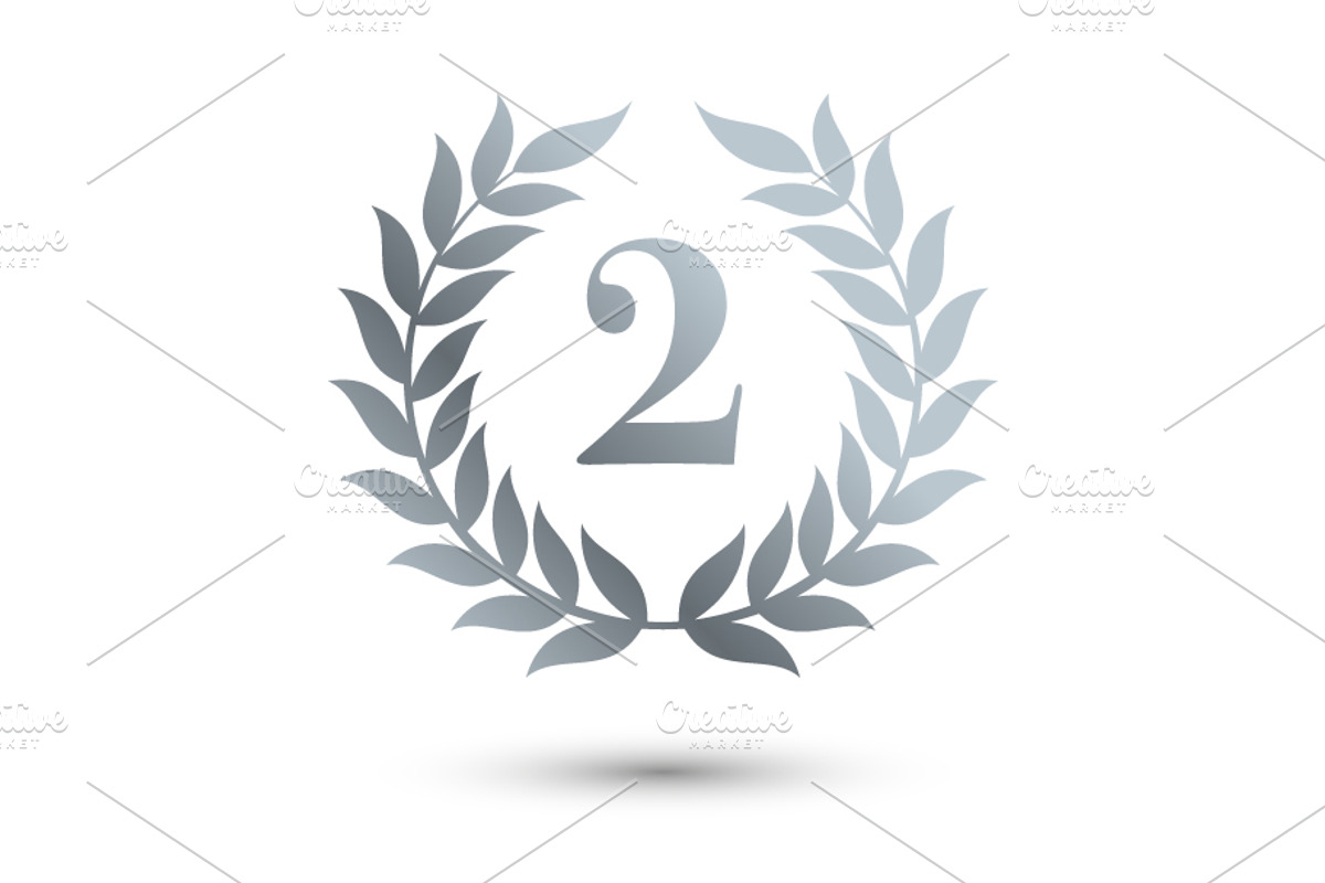 Laurel Wreath Medal Set, a Solid Icon by Black White Mouse Design (Photo 3 of 4)