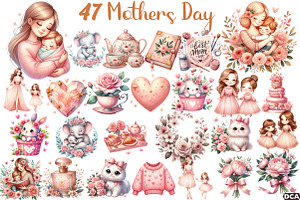 Blush Pink Mother's Day Clipart, an Illustration by DreamCafeArt