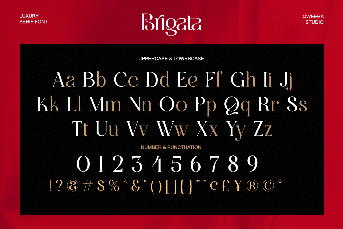 Brigata - Modern Luxury Branding, a Serif Font by Qweera Studio (Photo 12 of 12)