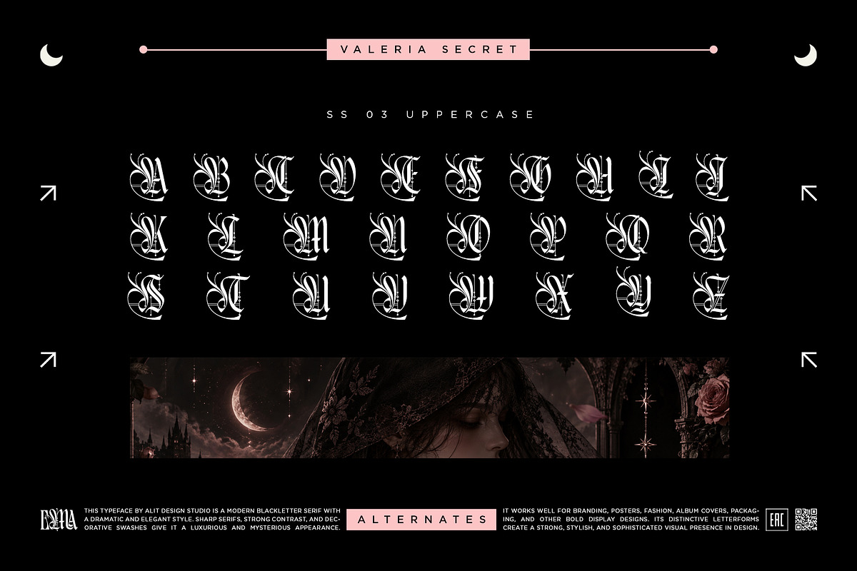 Valeria Secret Typeface, a Blackletter Font by alit design (Photo 14 of 17)