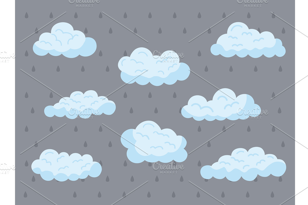 clouds sky eight icons, an Illustration by studiogstock