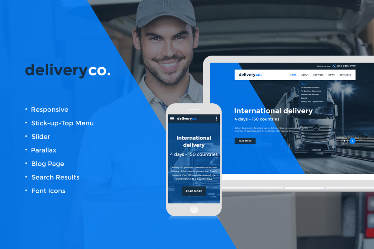 Delivery Services Website Template, a HTML Template by Zemez (Photo 1 of 6)
