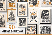 Vintage Linocut Christmas Kit, a Seasonal Illustration by DariSmartArt (Thumbnail 1 of 18)