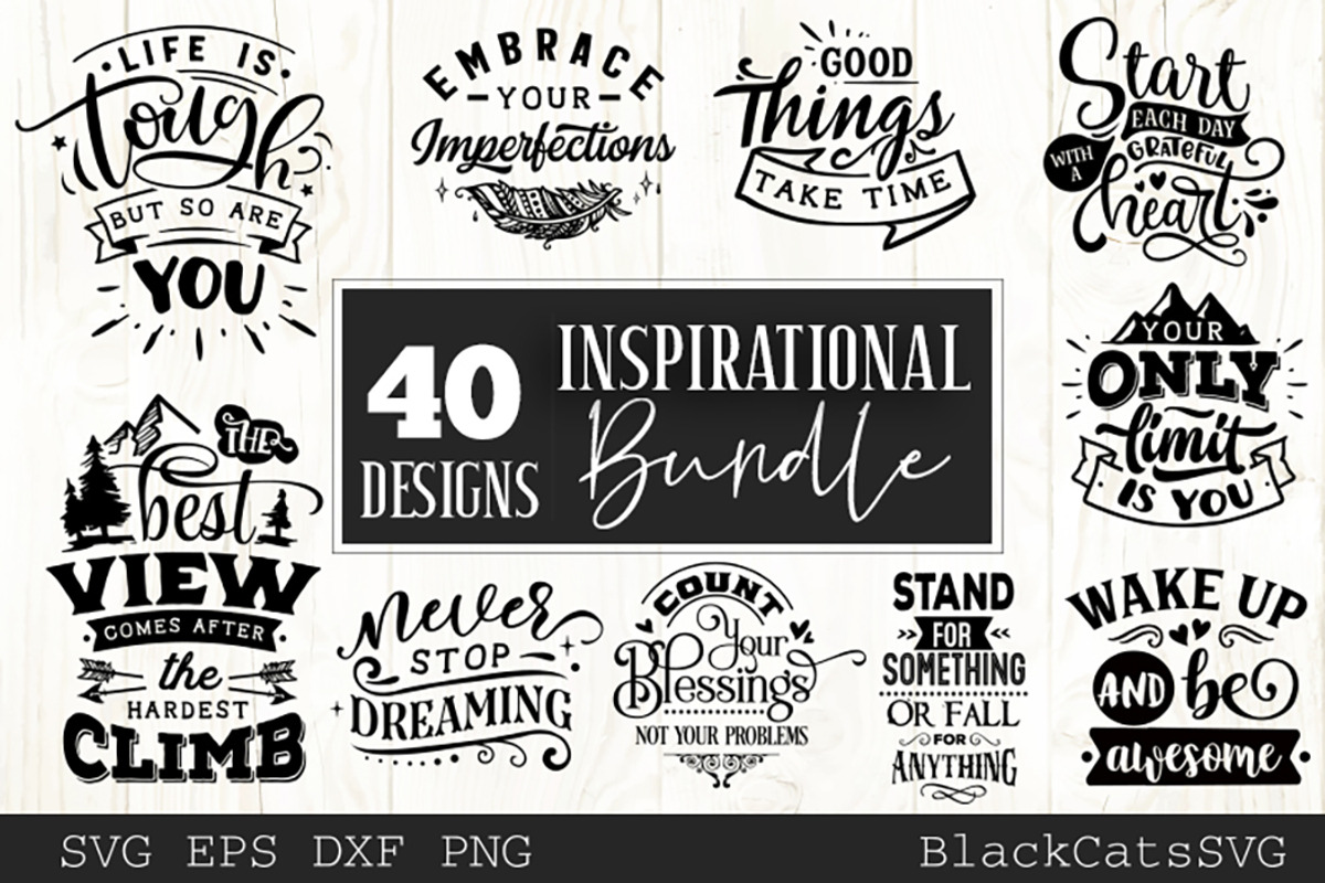 Inspirational Bundle SVG 40 designs, an Illustration by BlackCatsMedia (Photo 3 of 4)