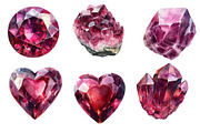 Watercolor Burgundy Crystals and Gem, an Illustration by Designworld (Thumbnail 3 of 6)