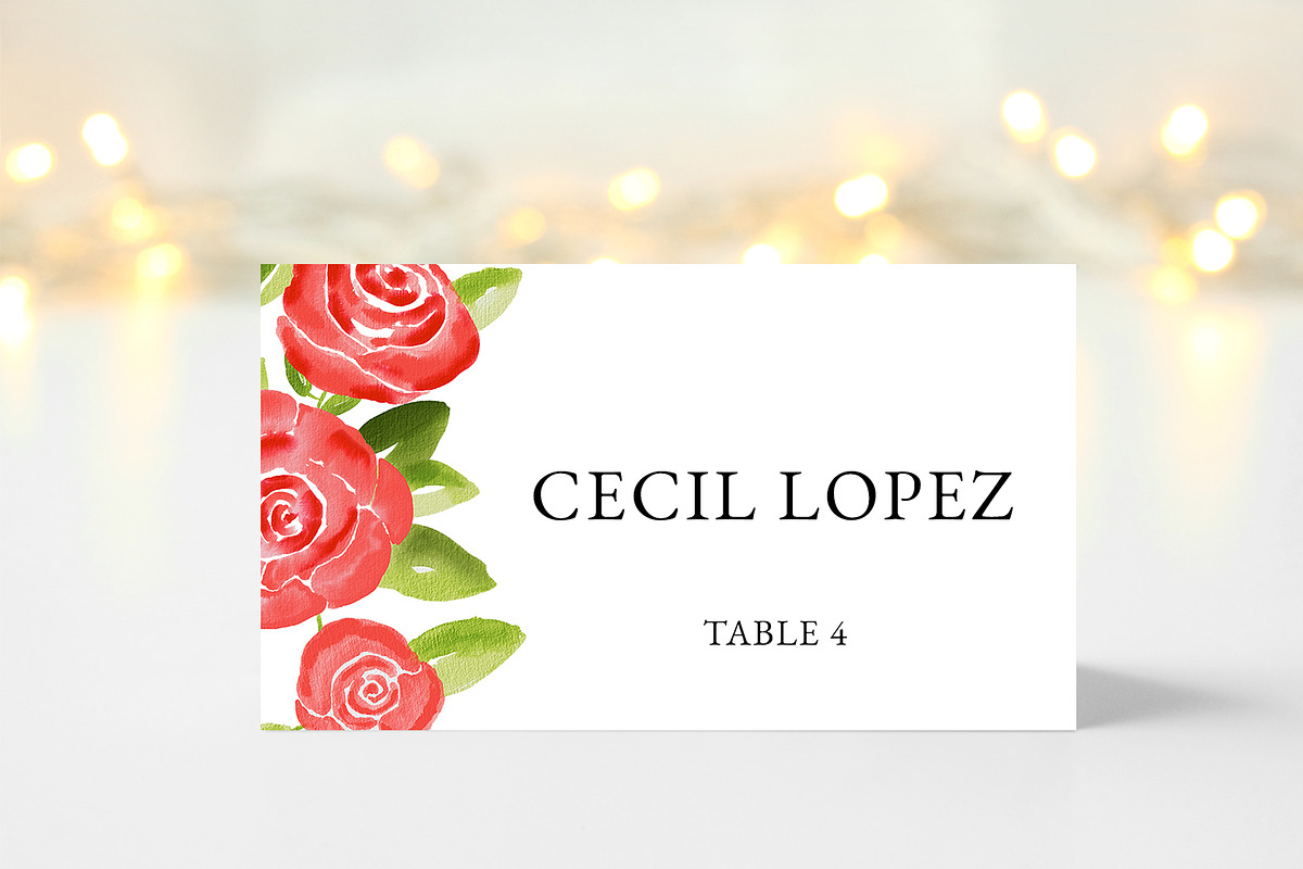 Red Rose Floral Place Cards, an Invitation Template by Beyond Muse (Photo 2 of 3)
