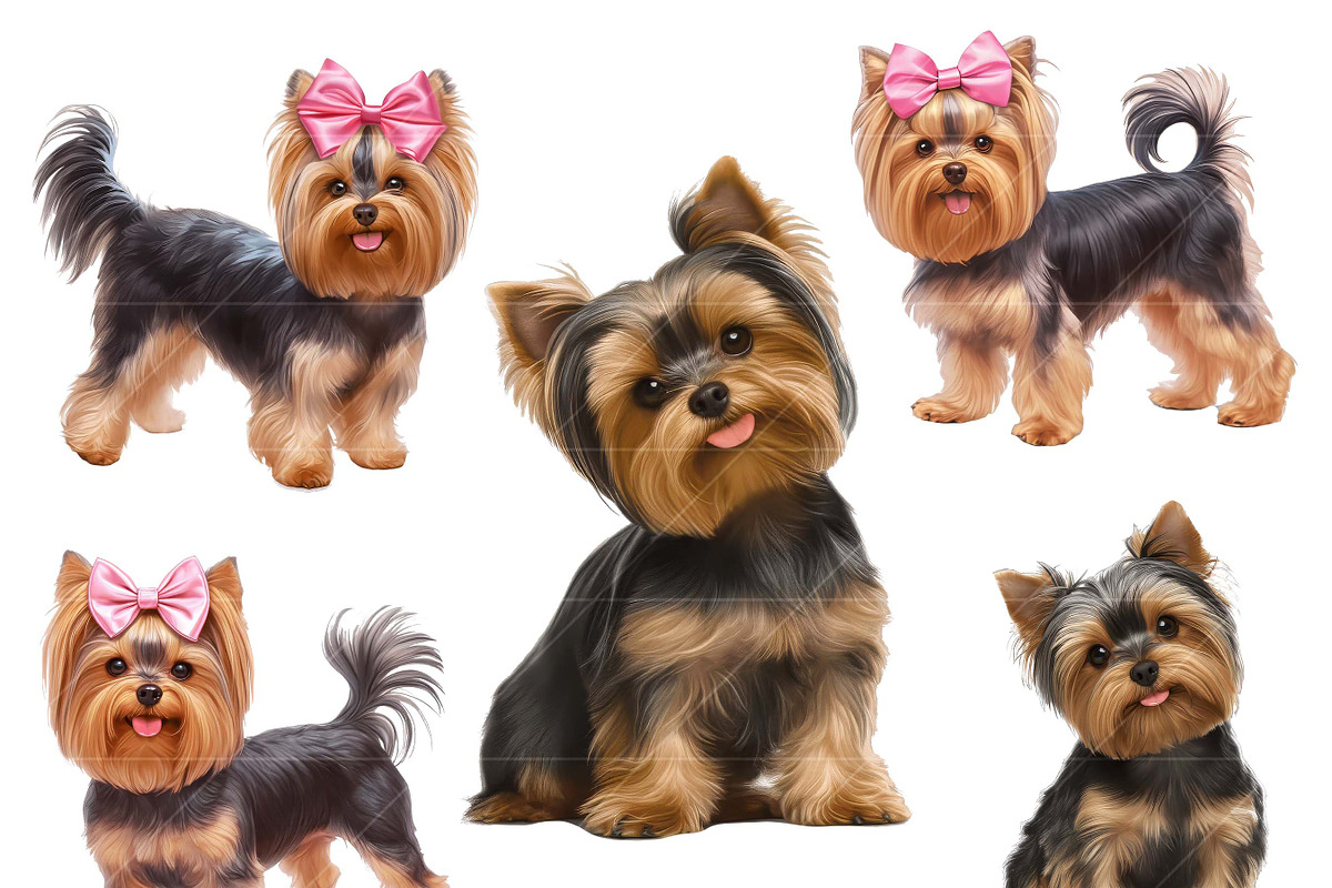 Watercolor Yorkie Dog Clipart Bundle, an Animal Illustration by Design Scotch (Photo 6 of 8)