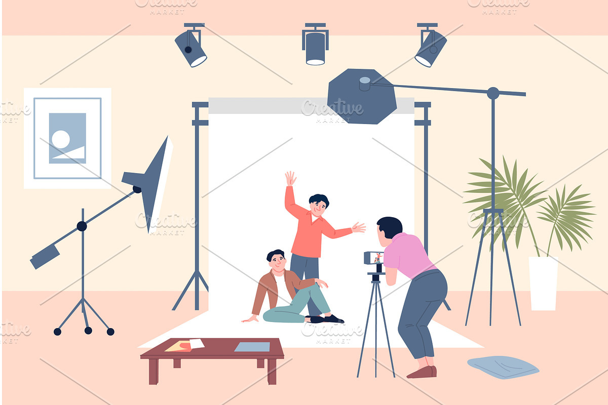 Photoshoot in studio. Male friends, a Person Illustration by LadadikArt