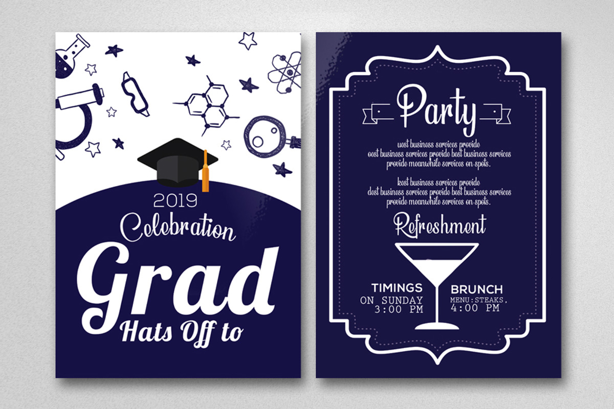 Tow Sided Graduation Invitation Card, an Invitation Template by Business Flyers (Photo 1 of 2)