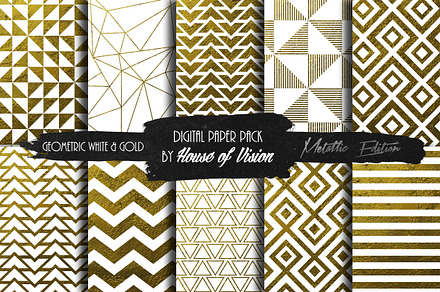 Geometric Wht and Gold Pack