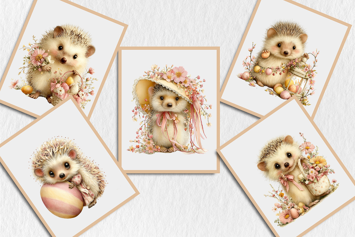Whimsical Easter Hedgehog Clipart, a Seasonal Illustration by Rose Art (Photo 6 of 6)