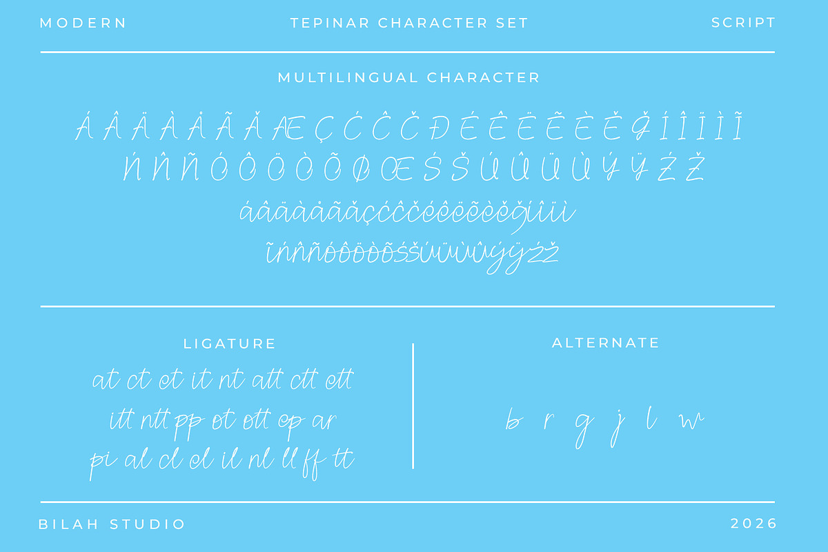 Tepinar Script Font, a Script Font by Bilahstudio (Photo 10 of 12)