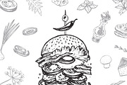 Burger menu. Hand-drawn, a Food Illustration by Margo Miller (Thumbnail 13 of 14)