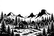 50 Forest Cabin Landscape Silhouette, an Empty State Illustration by Amazin_art (Thumbnail 37 of 38)