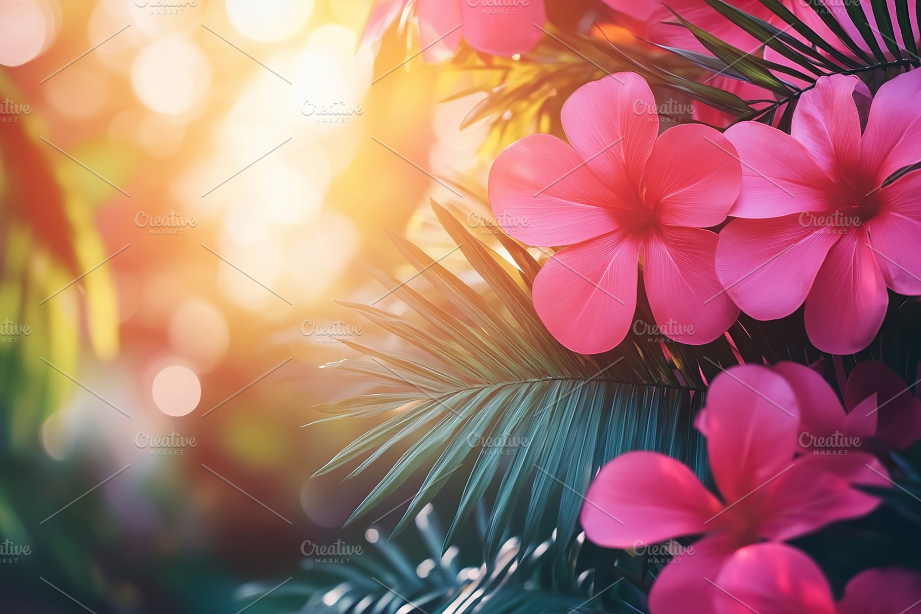 Vibrant pink flowers bloom under soft sunlight in a serene garden setting, a Nature Photo by AlyaAnd