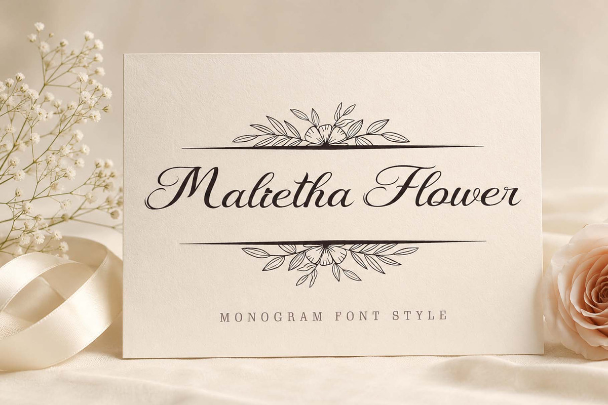 Malietha Flower Monogram, a Handwritten Font by Yoga Letter (Photo 1 of 7)