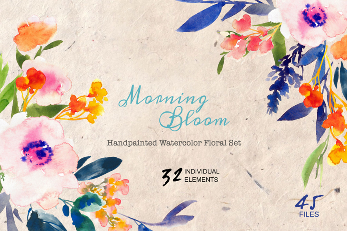 Morning Bloom-Watercolor Floral Set, an Illustration by SmallHouseBigPony (Photo 3 of 4)
