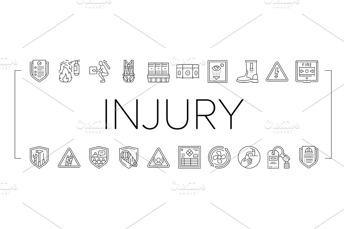 injury prevention safety icons set, an Education Illustration by pikepicture