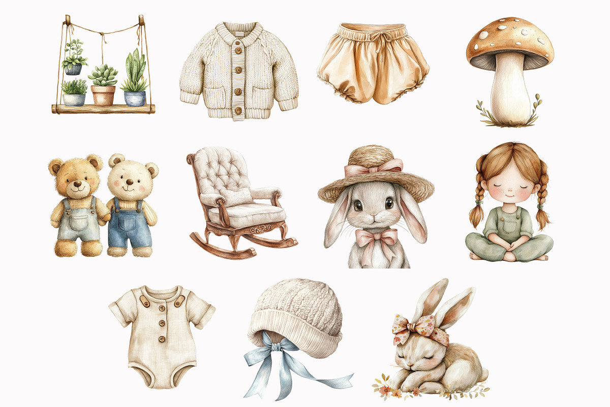 Watercolor Boho Nursery Clipart, an Illustration by Design Market (Photo 5 of 5)