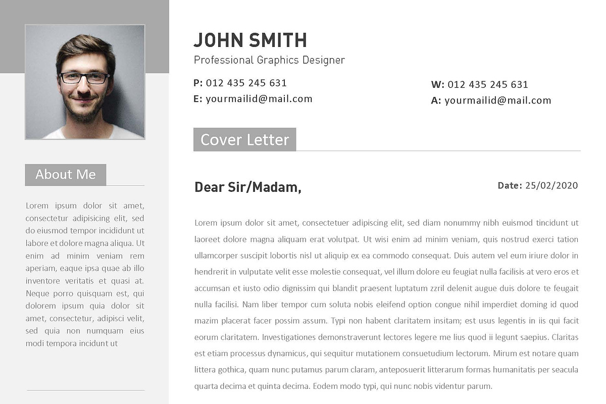 Minimal CV Resume Template, a Resume Template by ARP Creation