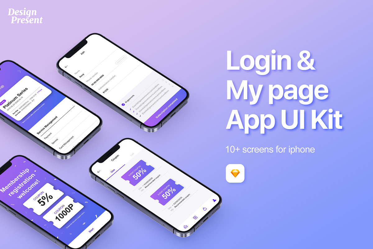 Login & My page App UI Kit, an UI Kit Template by Design Present (Photo 1 of 10)