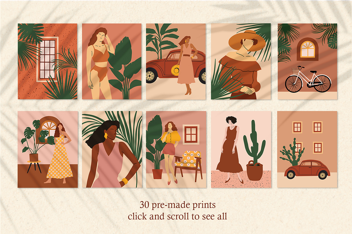 Feminine Summer Illustrations Set, a Person Illustration by Katerina Osa (Photo 2 of 9)