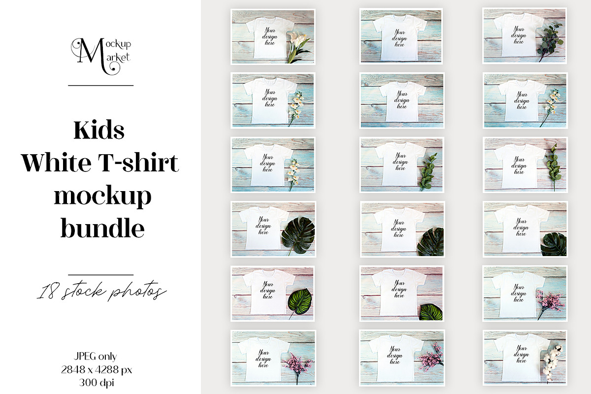 18 Kids White t-shirt Mockup bundle., a Print Template by MockupMarket (Photo 1 of 19)