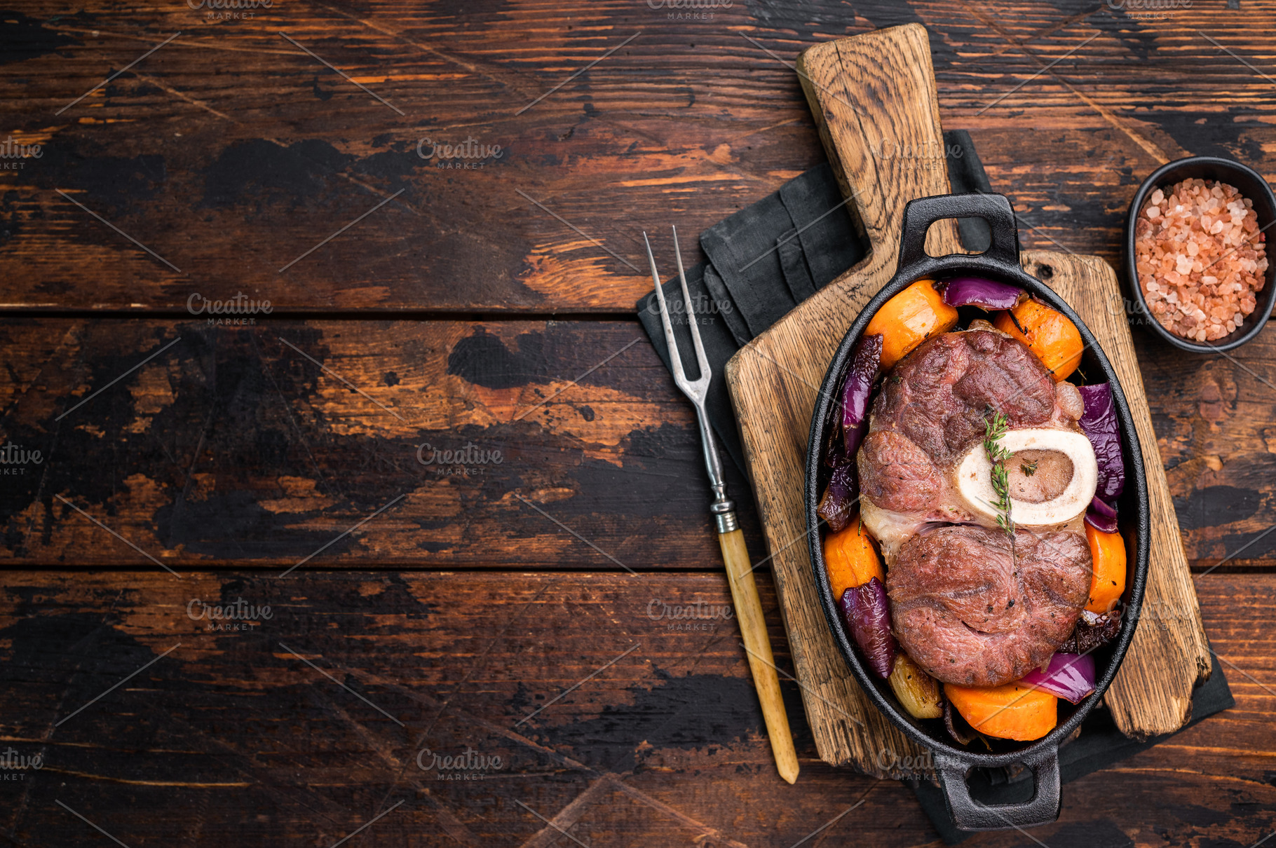 Hearty ossobuco slow cooked to perfection, showcasing succulent, a Food & Drink Photo by composter-box@mail.ru